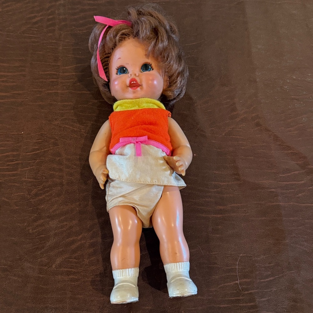 Vintage Doll with Orange and Cream Outfit